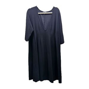 Eileen Fisher Womens Black Dress V-neck 3/4 Sleeve Stretch Size XL